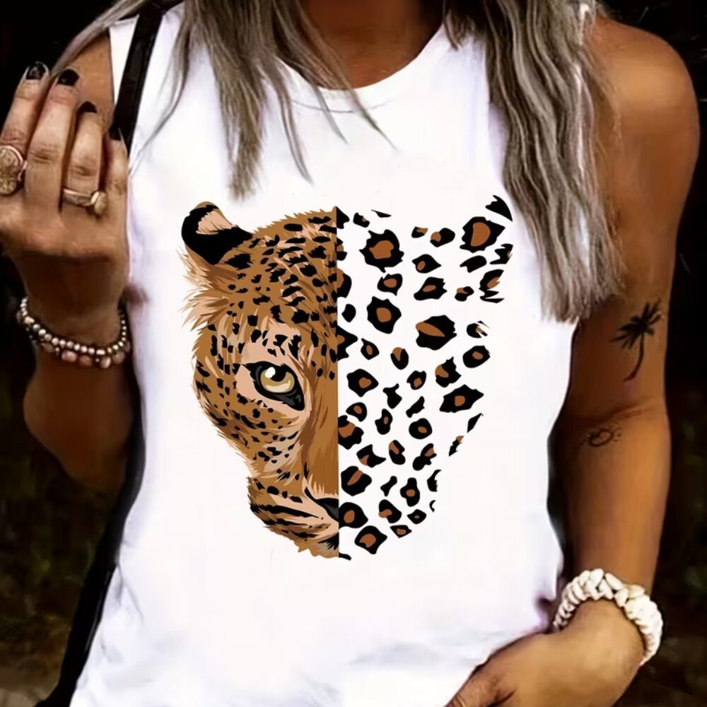 NEW! LEOPARD TIGER STRETCH GRAPHIC TANK TOP